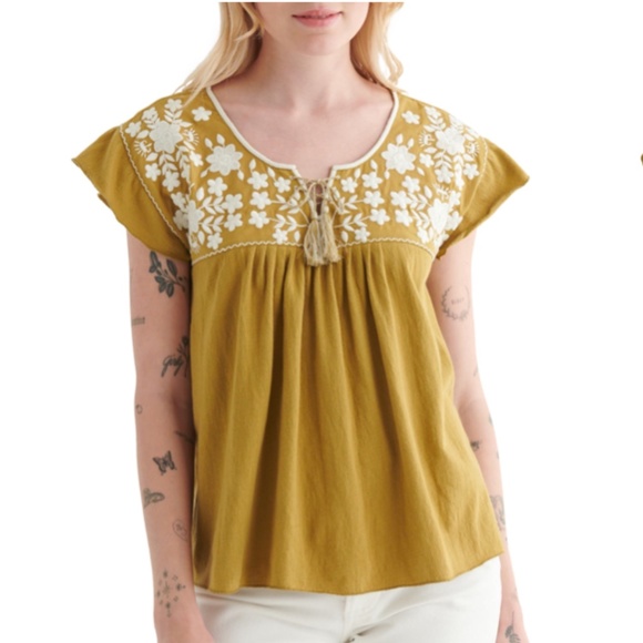 Embroidered Boho Stretch Cotton Blouse - Picture 1 of 6